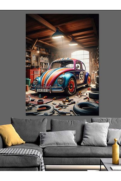 Tablomega Repair Shop Vosvos Decorative Canvas - Mdf Wooden Painting