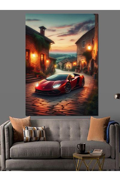 Tablomega Red Sports Car Decorative Canvas - Mdf Wooden Painting