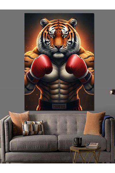 Tablomega Boxer Tiger Decorative Canvas - Mdf Wooden Painting