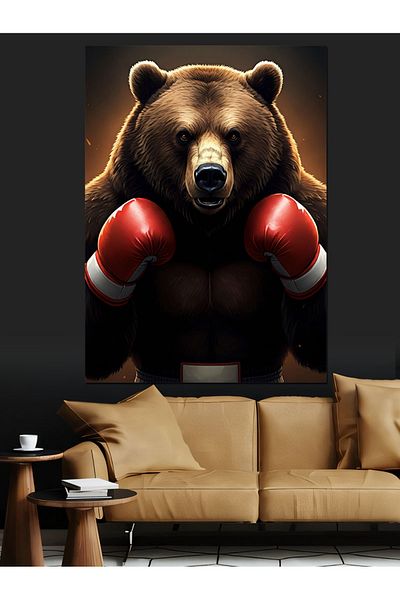 Tablomega Boxer Bear Portrait Decorative Canvas - Mdf Wooden Painting