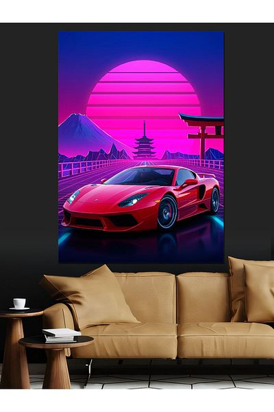 Tablomega Pânză decorativă Neon Sports Car - Lemn MDF