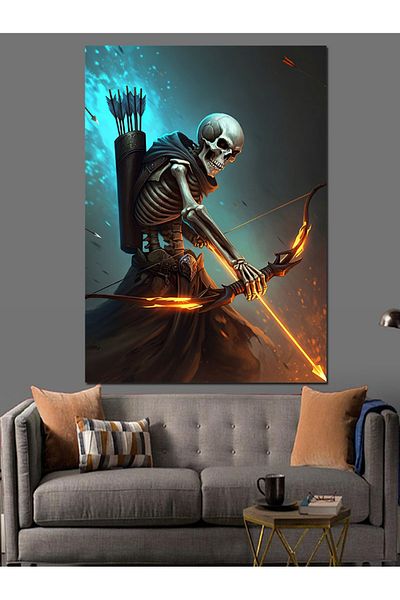 Tablomega Flaming Archer Skeleton Decorative Canvas - Mdf Wooden Painting