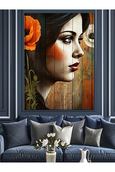 Tablomega Pictură Decorativă Femeie Portret - Lemn MDF