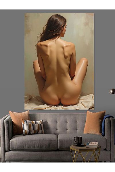 Tablomega Nude Style Sitting Woman Decorative Canvas - Mdf Wooden Painting