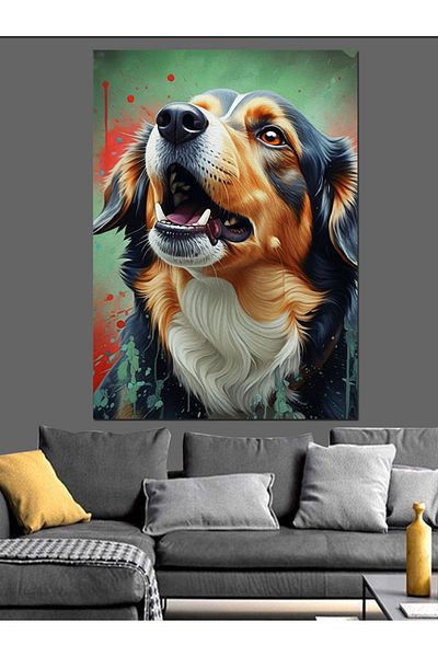 Tablomega Happy Dog Decorative Canvas - Mdf Wooden Painting