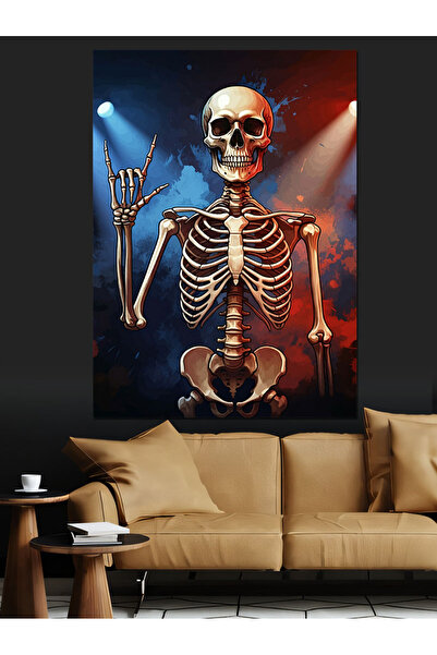 karizmart Pânză decorativă schelet cu microfon - Lemn MDF