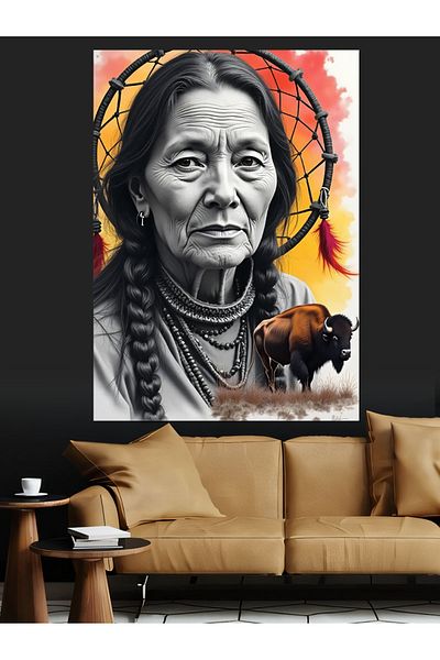 Tablomega Pânză Decorativă Femeie Indiană - Lemn MDF