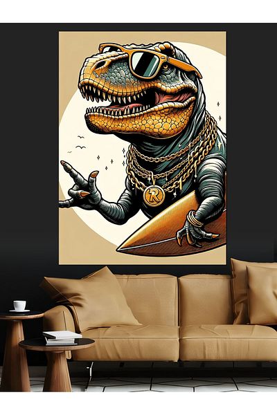 Tablomega Pânză decorativă Rapper Dinozaur - Lemn MDF