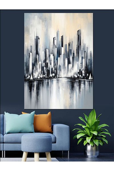 Tablomega Pânză decorativă modernă peisaj oraș - pictură din lemn MDF