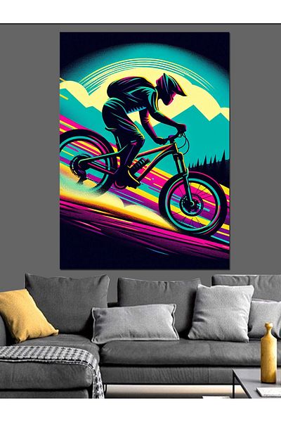 Tablomega Pânză Decorativă Neon Bicicletă - Lemn MDF