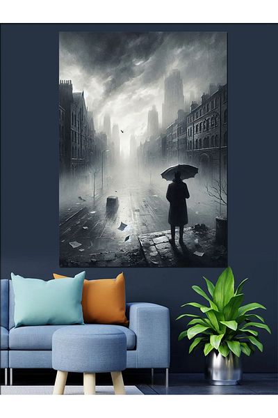 Tablomega Rainy City Streets Decorative Canvas - Mdf Wooden Painting