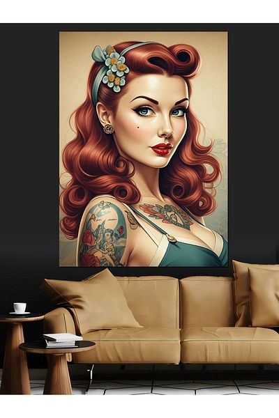 Tablomega Retro Woman Decorative Canvas - Mdf Wooden Painting