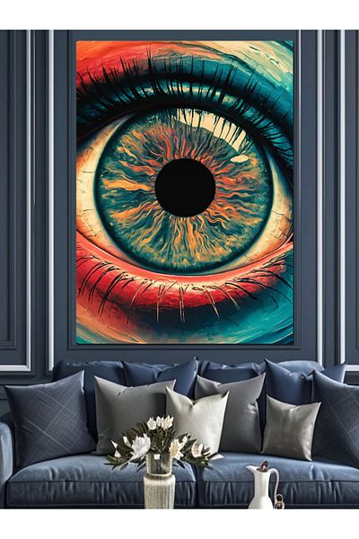 Tablomega Colorful Eye Decorative Canvas - Mdf Wooden Painting