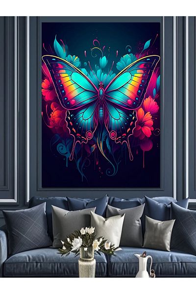 Tablomega Colorful Butterfly Art Decorative Canvas - Mdf Wooden Painting