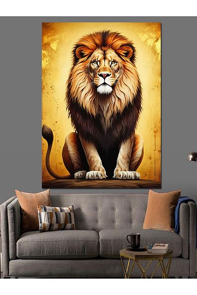 Tablomega Lion's Gaze Decorative Canvas - Mdf Wooden Painting