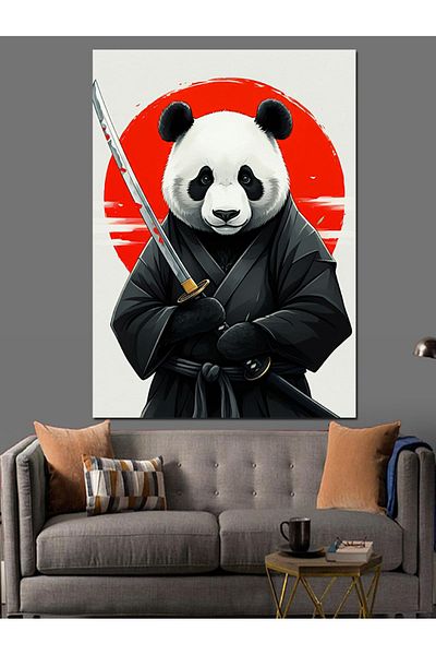 Tablomega Samurai Panda Canvas Decorativ - Lemn MDF Tablou