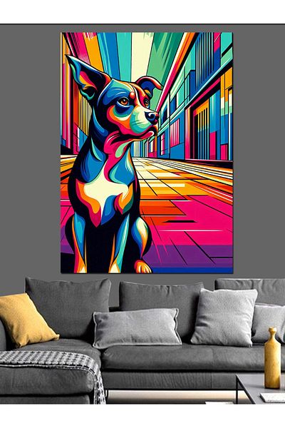 Tablomega Colorful Dog Decorative Canvas - Mdf Wooden Painting