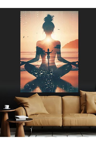 Tablomega Femeie care face yoga Pânză decorativă - Lemn MDF