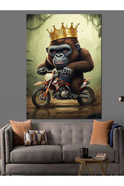 Tablomega King Gorilla Motorcycle Decorative Canvas - Mdf Wooden Painting