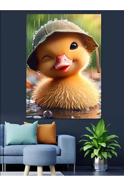 Tablomega Chick in Hat Decorative Canvas - Mdf Wooden Painting