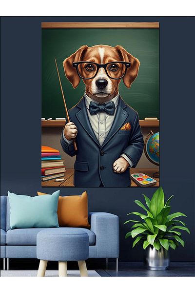 Tablomega Suit Dog Decorative Canvas - Mdf Wooden Painting