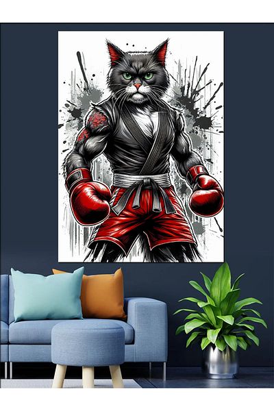 Tablomega Boxer Cat Decorative Canvas - Mdf Wooden Painting