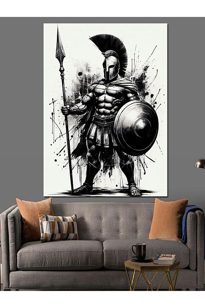 Tablomega Armored Spartan Decorative Canvas - Mdf Wooden Painting