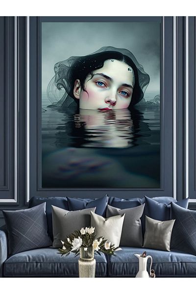 Tablomega Woman under Water Decorative Canvas - Mdf Wooden Painting