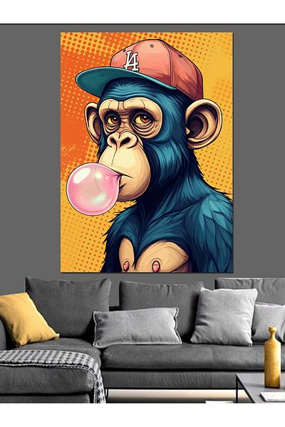 Tablomega Chewing Gum Monkey Decorative Canvas - Mdf Wooden Painting