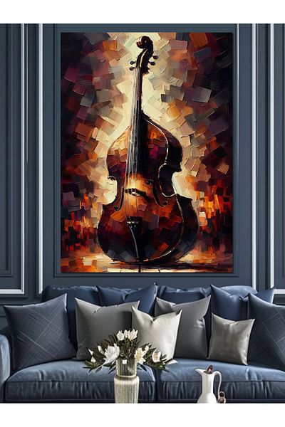 Tablomega Colorful Double Bass Decorative Canvas - Mdf Wooden Table