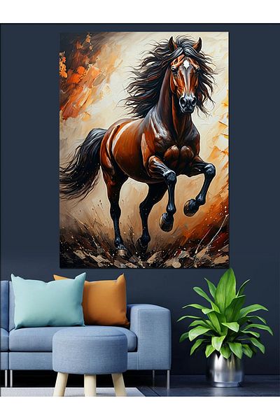 Tablomega Running Horse Decorative Canvas - Mdf Wooden Painting