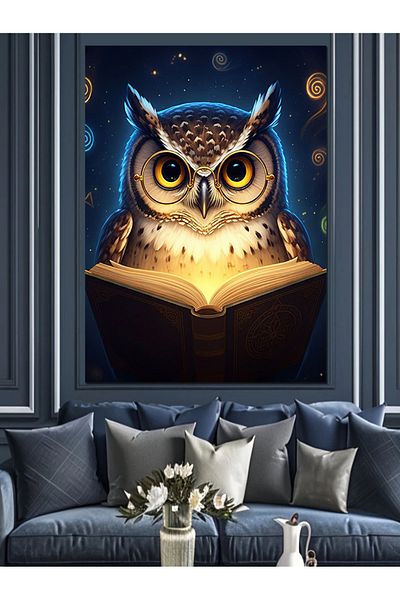Tablomega Magician Owl Decorative Canvas - Mdf Wooden Painting