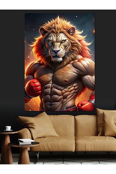 Tablomega Boxer Lion Decorative Canvas - Mdf Wooden Painting