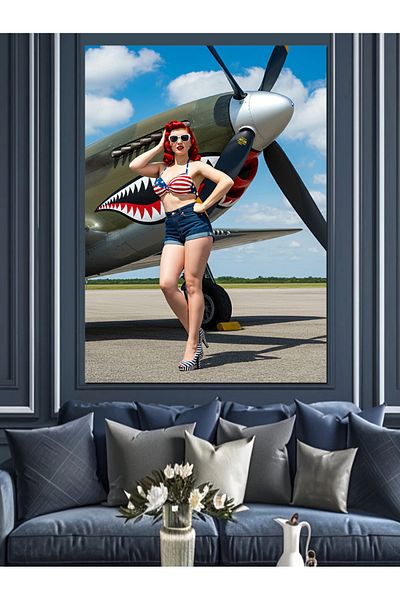 Tablomega Pin-Up Girl Decorative Canvas - Mdf Wooden Painting