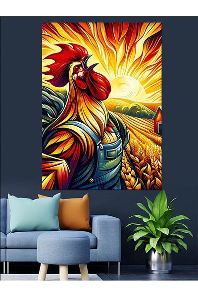 Tablomega Pânză decorativă colorată Cocoș - Lemn MDF