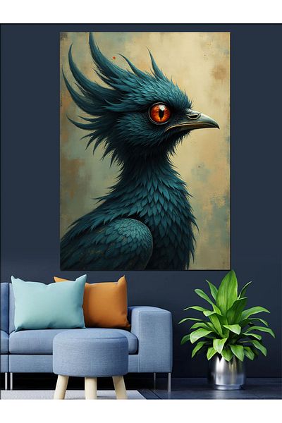 Tablomega Blue Exotic Bird Decorative Canvas - Mdf Wooden Painting