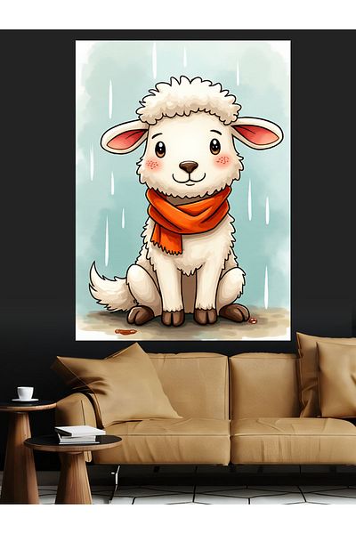 Tablomega Cute Lamb Decorative Canvas - Mdf Wooden Painting