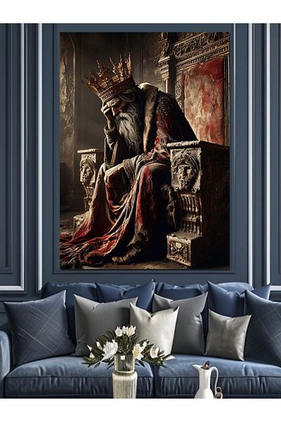 Tablomega The King on the Throne Decorative Canvas - Mdf Wooden Table