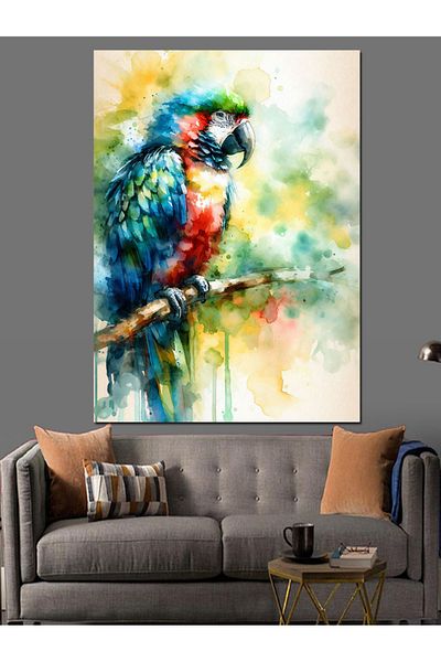 Tablomega Colorful Parrot Portrait Decorative Canvas - Mdf Wooden Painting
