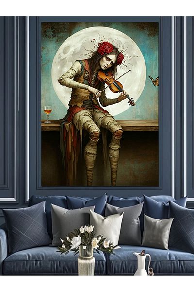 Tablomega Violin in Moonlight Decorative Canvas - Mdf Wooden Painting