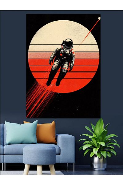 Tablomega Astronaut in Orbit Decorative Canvas - Mdf Wooden Painting