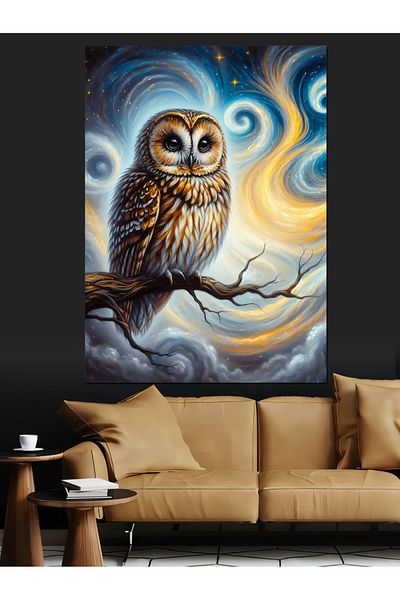 Tablomega Colorful Owl Decorative Canvas - Mdf Wooden Painting