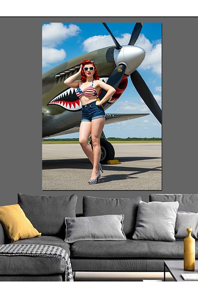 Tablomega Pin-Up Girl Decorative Canvas - Mdf Wooden Painting
