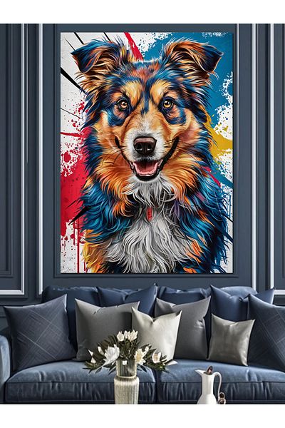 Tablomega Pânză decorativă Wolf colorată - Lemn MDF