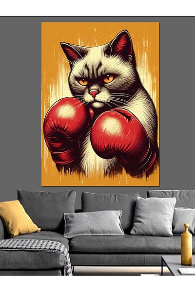 Tablomega Pânză Decorativă Boxer Cat - Lemn MDF