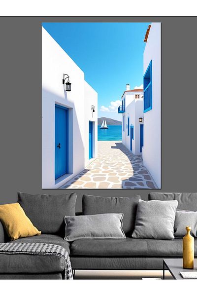Tablomega Pânză decorativă White Street And Doors - Lemn MDF