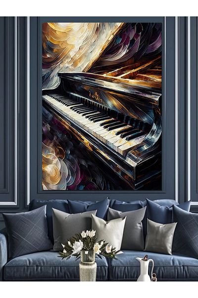 Tablomega Music and Piano Decorative Canvas - Mdf Wooden Painting