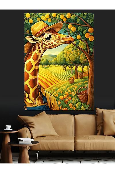 Tablomega Colorful Giraffe Decorative Canvas - Mdf Wooden Painting