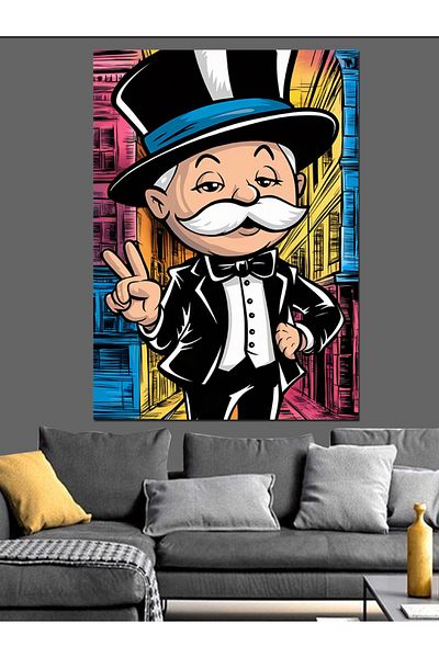 Tablomega Monopoly Man Decorative Canvas - Mdf Wooden Table