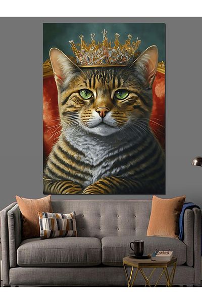 Tablomega Pânză decorativă King Crowned Cat - Lemn MDF